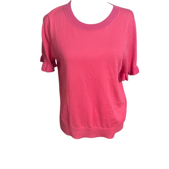 Kate Spade Hot Pink Daisy Collar Short Sleeve Medium Lightweight Silk Blend - Picture 3 of 12